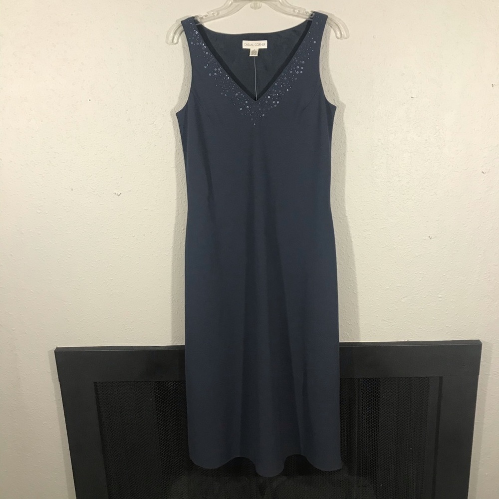 Casual‎ Corner NWT V-Neck Blue Sleeveless Dress